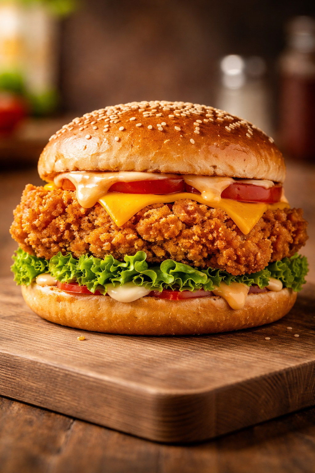 Crispy Fried Chicken Burger - Spicy with jalapeños